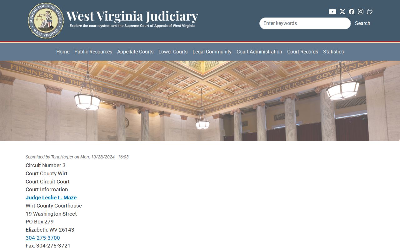 Wirt County criminal docket Circuit Court judges and clerk panel