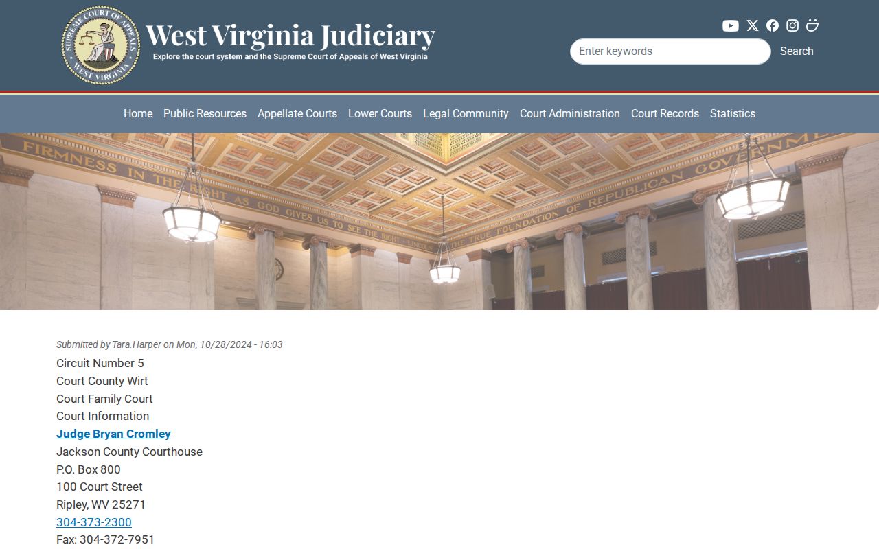 Wirt County criminal docket directory and related Fifth Family Court panel