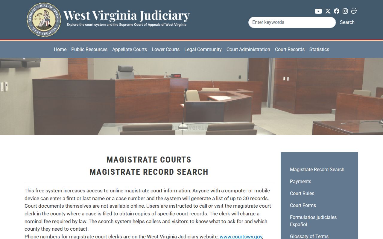 Wirt County case search instructions and MCR limits