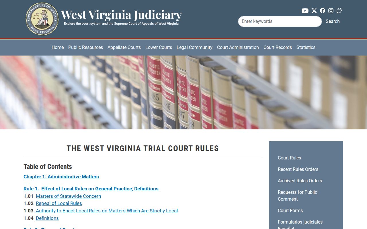 Wirt County court calendar term dates in the Trial Court Rules