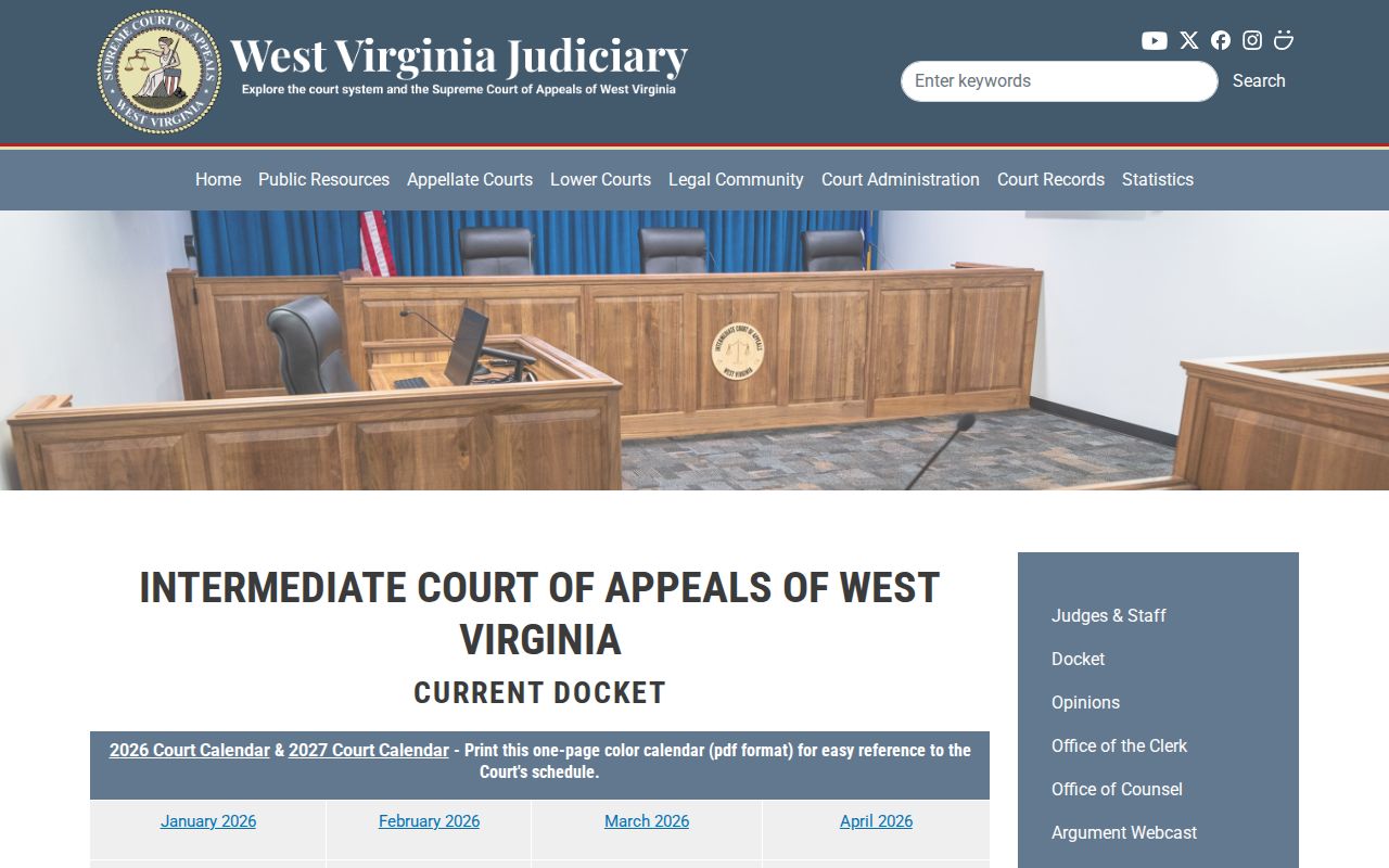 Wirt County appeal search through the Intermediate Court calendar
