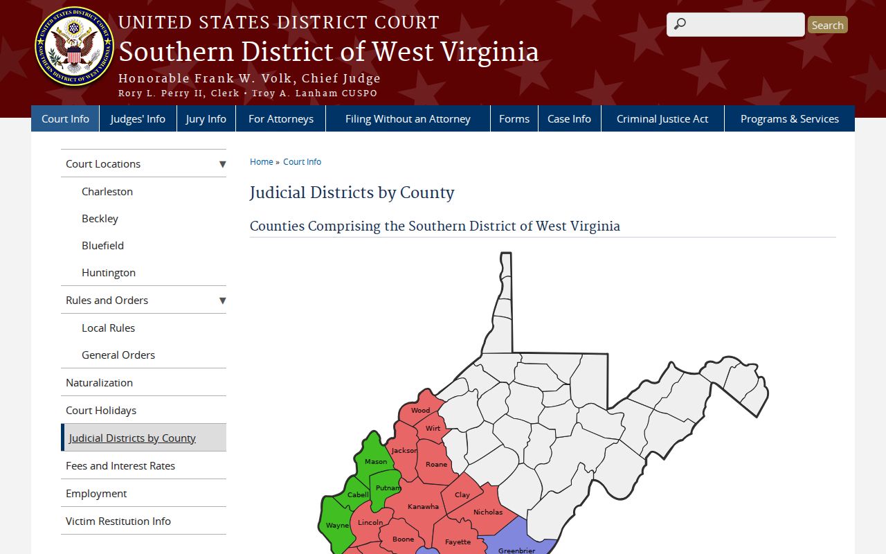 Elizabeth court docket boundary showing Wirt in the federal Charleston Division