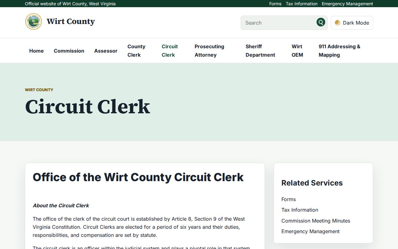 Wirt County court docket and Circuit Clerk office information